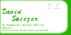 david spiczer business card